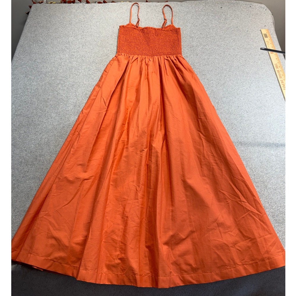 Abercrombie & Fitch Sydney Maxi Dress Womens XS Orange Smocked Bodice Boho Flowy - Picture 10 of 10